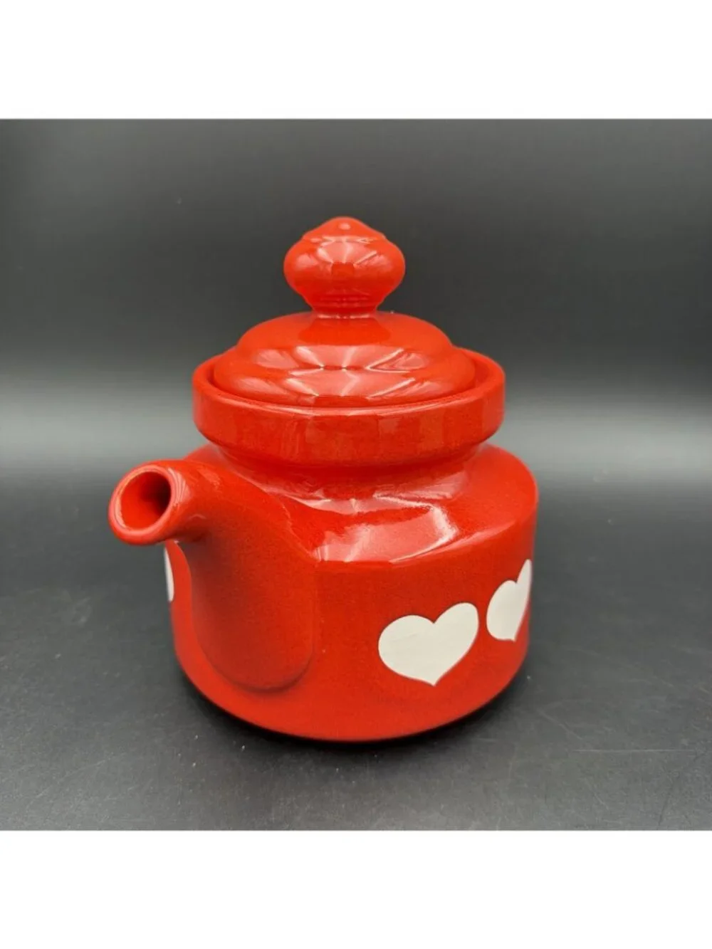 Vintage 1980s Waechtersbach West Germany Red White Heart Teapot ~7
